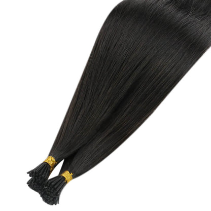 Virgin I Tip Human Hair Stick Tip Hair Extension Brazilian Jet Black(#1)