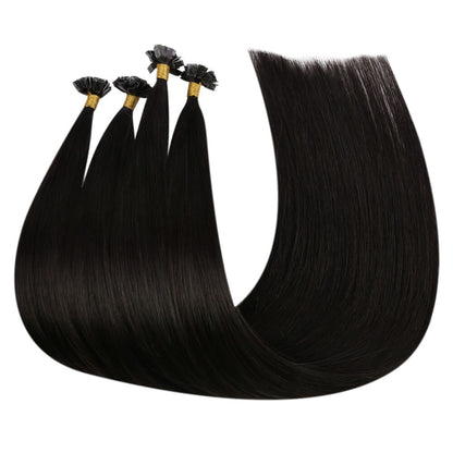 Virgin K Tip Keratin Hair Extensions Real Human Hair Natural Black #1b