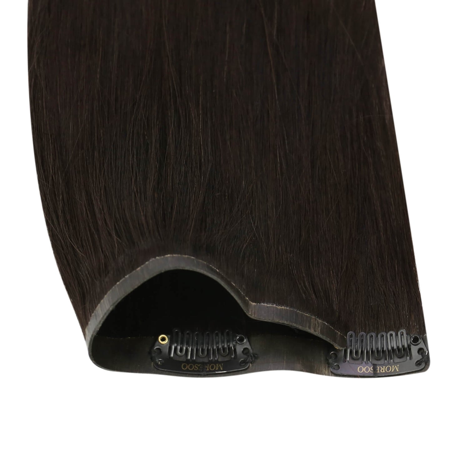 PU Seamless Clip In Hair Darkest Brown Straight Real Human Hair (#2)