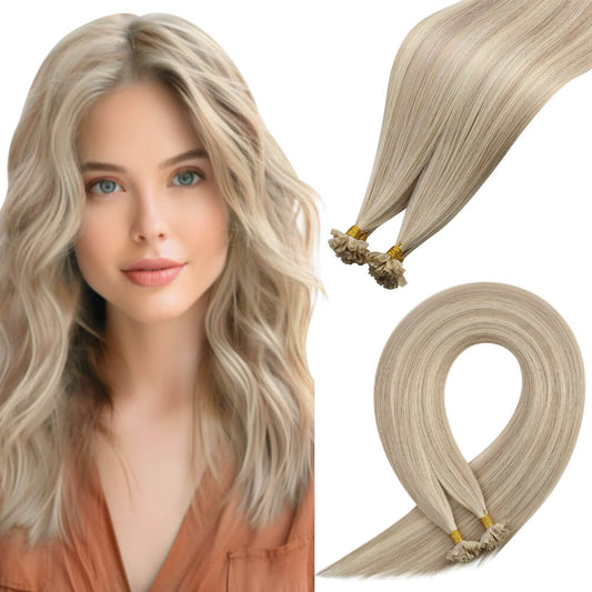 K Tip Virgin Human Hair Extensions Highlight Color #P18/613
