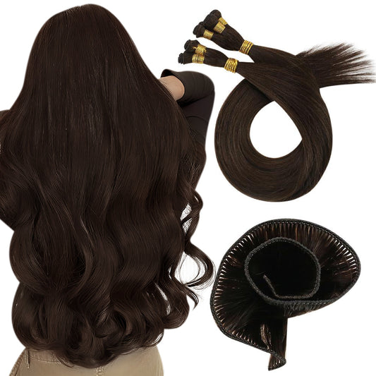 Virgin Hair Hand Tied Weft Real Human Hair Chocolate Brown (#4)