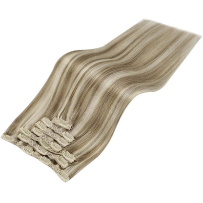 Clip in Extensions Real Human Straight Blonde Hair (#P9A/60)