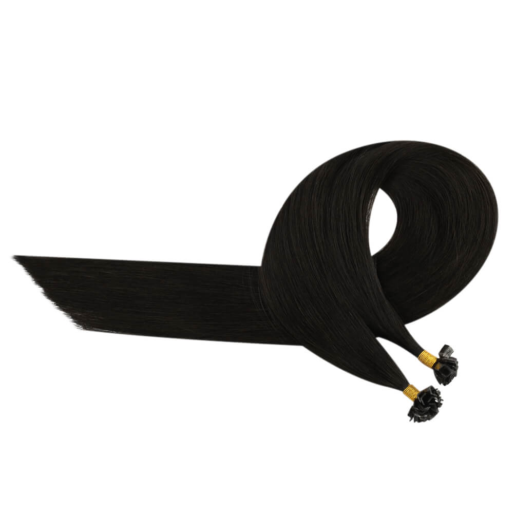 Virgin K Tip Keratin Hair Extensions Real Human Hair Natural Black #1b