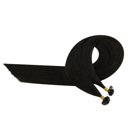 Virgin K Tip Keratin Hair Extensions Real Human Hair Natural Black #1b