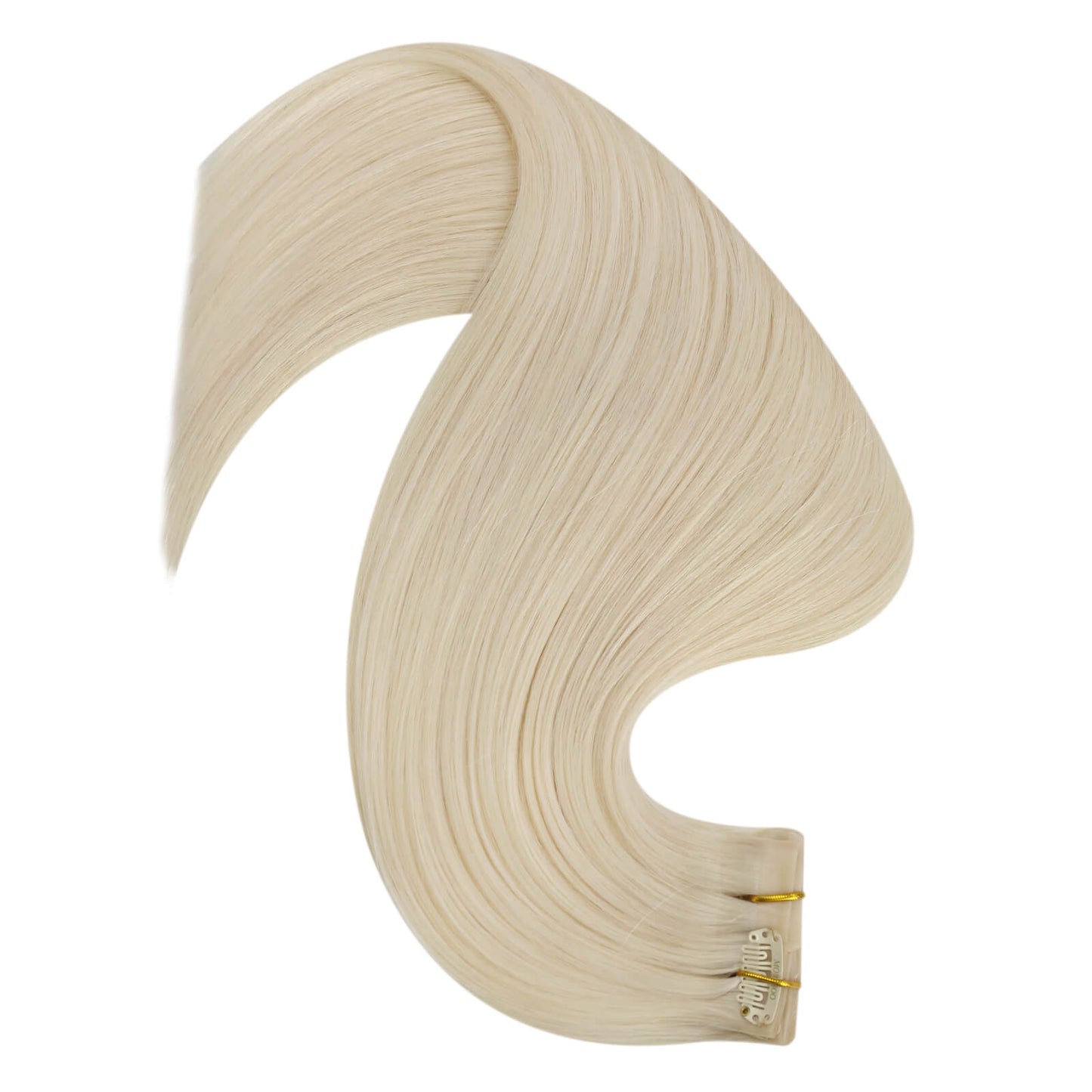 PU Clip In Hair Platinum Blonde Silky Straight Remy Human Hair Extension (#60)