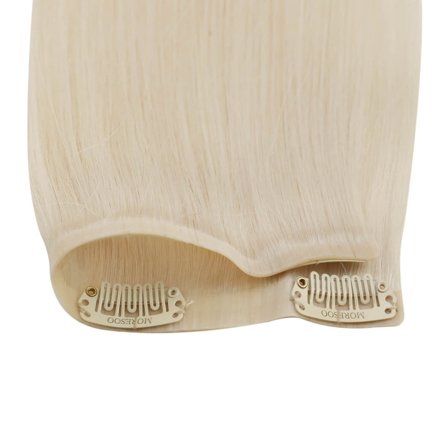 PU Clip In Hair Platinum Blonde Silky Straight Remy Human Hair Extension (#60)