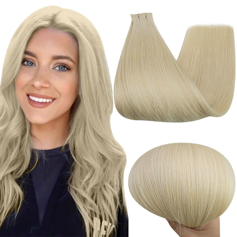 Virgin Invisible Genius Weft Platinum Blonde Brazilian Human Hair Bundles  (#60)