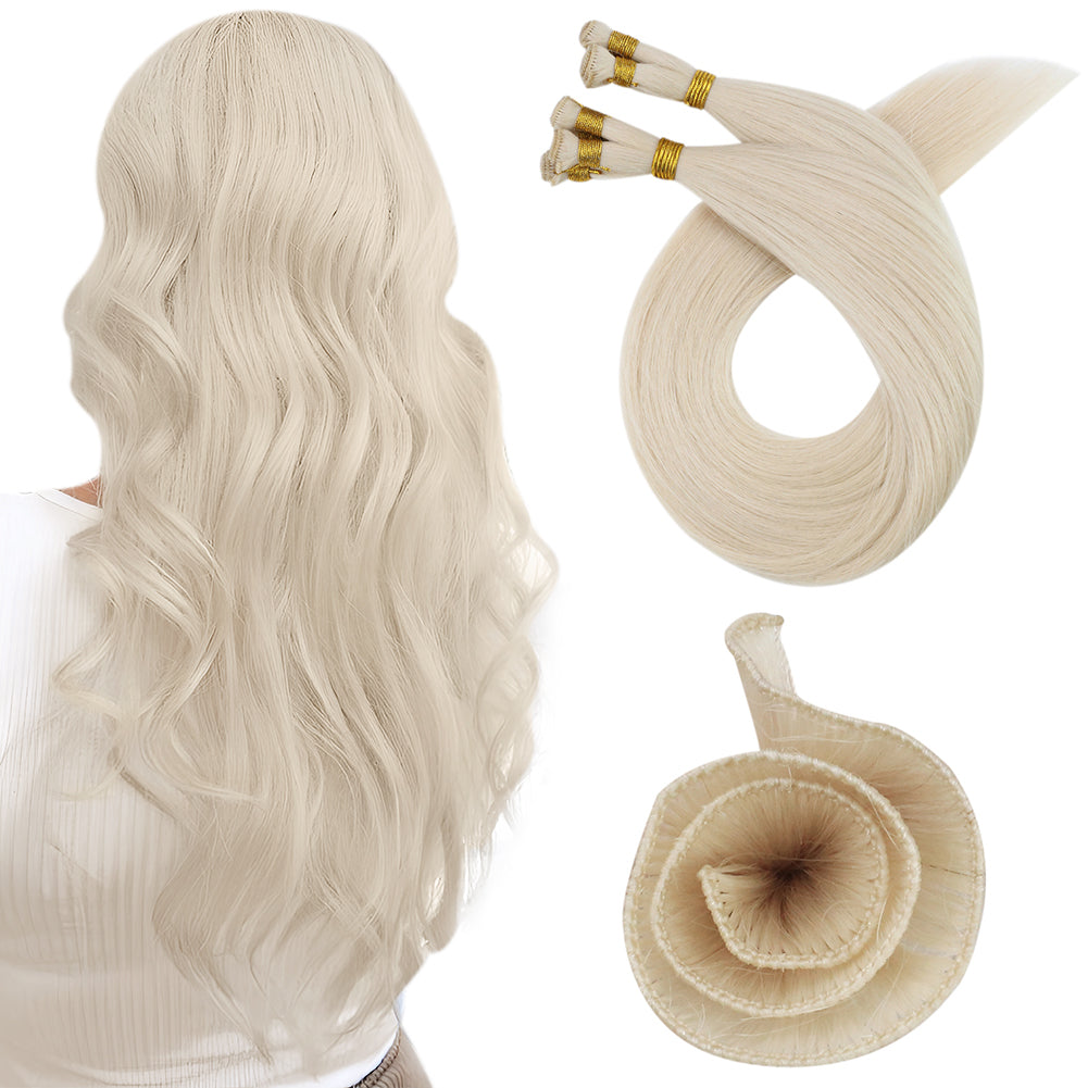 Virgin Hand Tied Weft Sew In Weft Brazilian Hair Bundles Blonde(#60)