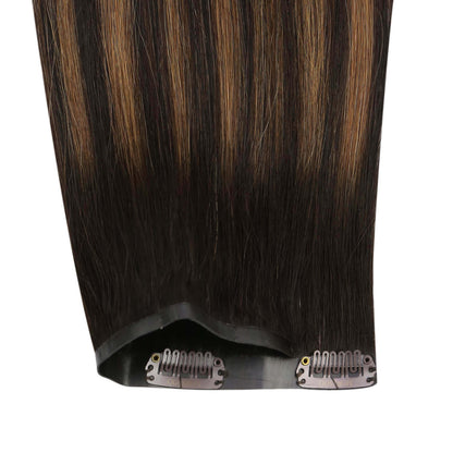 Remy PU Clip Ins Human Hair Extensions Balayage Brown(#2/6/2)