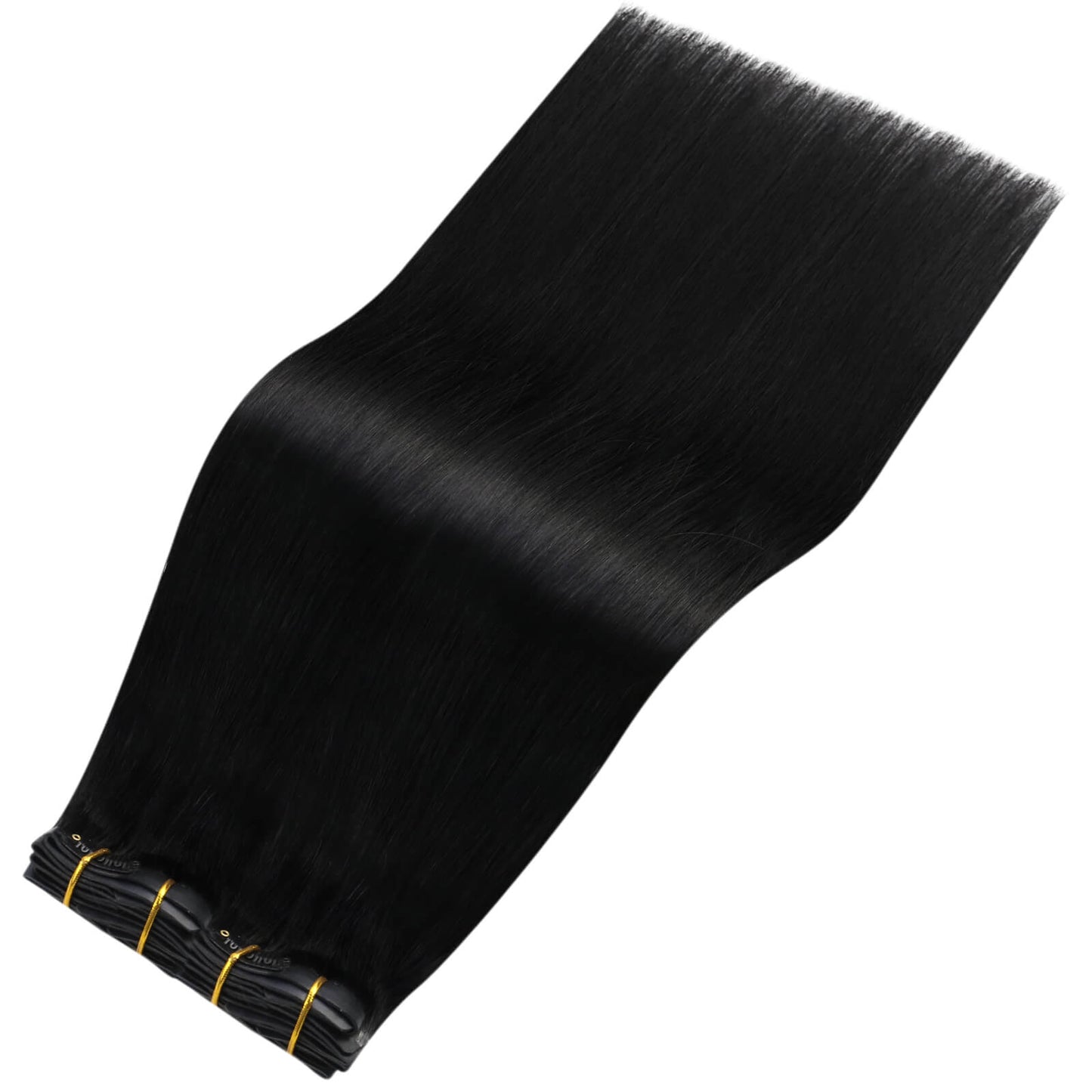 Remy PU Seamless Clip Ins Jet Black Silky Brazilian Human Hair Extensions (#1)