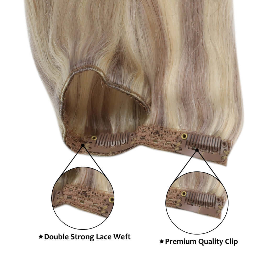 Remy Full Head Clip In Human Hair Extensions Highlight Blonde(#18/613)