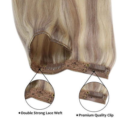 Remy Full Head Clip In Human Hair Extensions Highlight Blonde(#18/613)