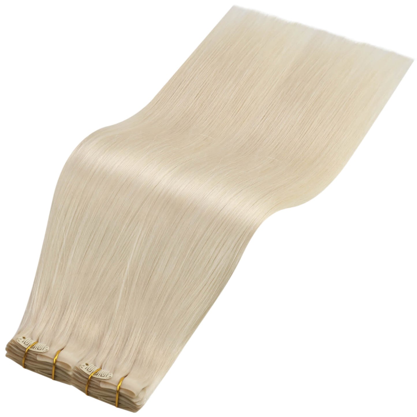 PU Clip In Hair Platinum Blonde Silky Straight Remy Human Hair Extension (#60)