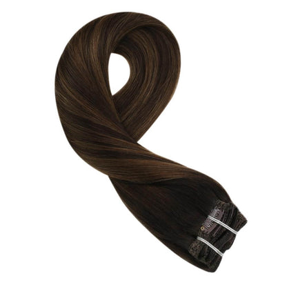 Remy Clip In Human Hair Extensions Soft Hair Balayage Color(#2/6/2)