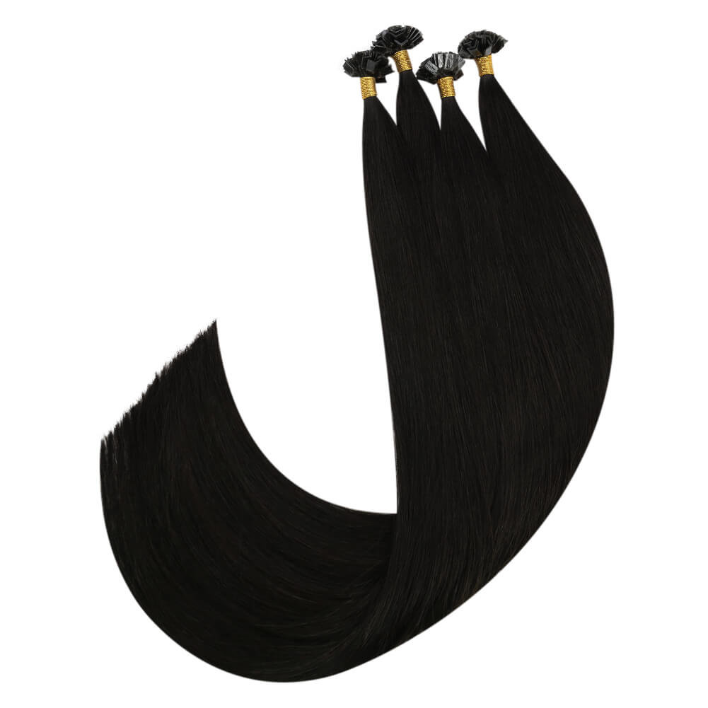 Virgin K Tip Keratin Hair Extensions Real Human Hair Natural Black #1b