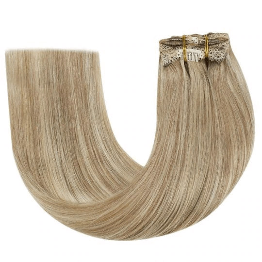 Remy Clip In Human Hair Extensions Moresoo Straight Highlight Piano Color(#P16/22)