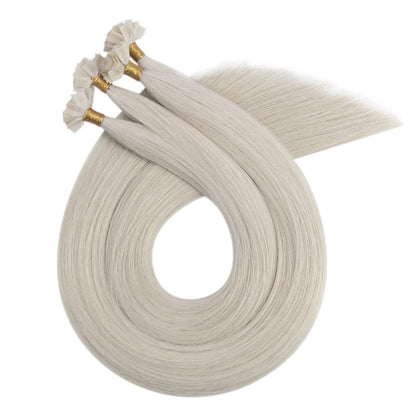 Virgin K Tip Hair Straight Human Hair Extensions White Blonde #1000