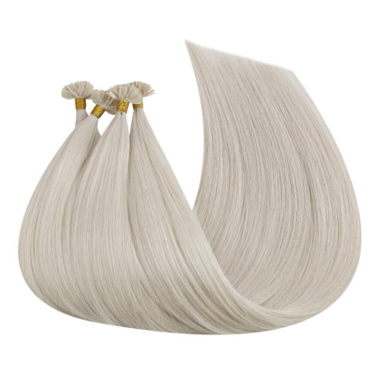 Virgin K Tip Hair Straight Human Hair Extensions White Blonde #1000