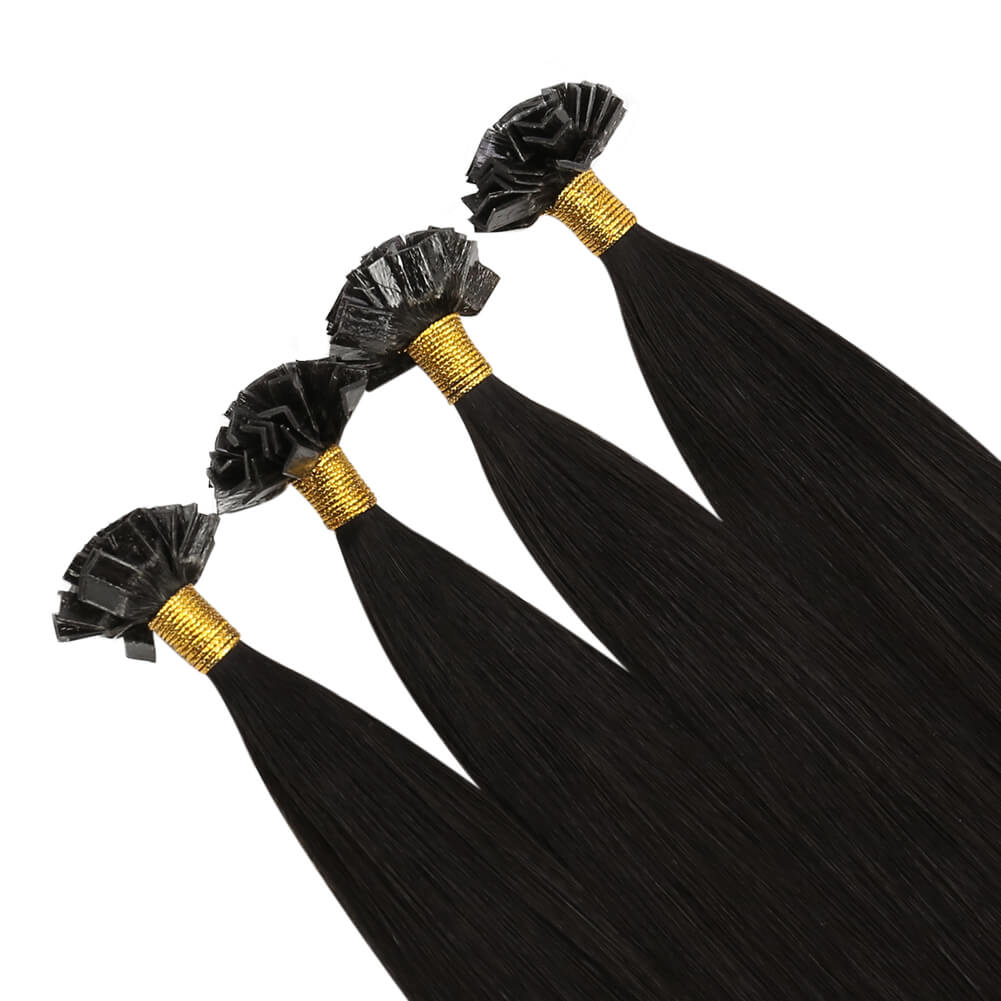 Virgin K Tip Keratin Hair Extensions Real Human Hair Natural Black #1b