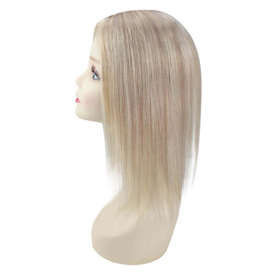 Clip In Mono Topper Hairpieces Real Human Hair 5"*5" Base Blonde Hair(#P18/613)