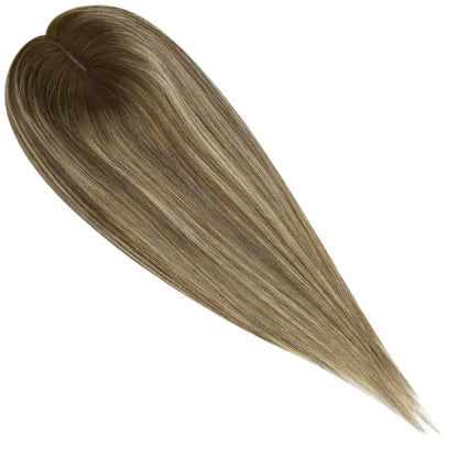 Virgin Hair Topper for Short Hair Balayage Brown Mix Blonde #4/27/4