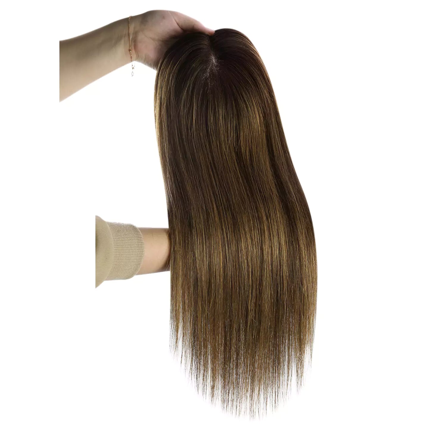 Women Hair Topper 6*7inch Large Base Hair Pieces Balayage Brown #2/8/2