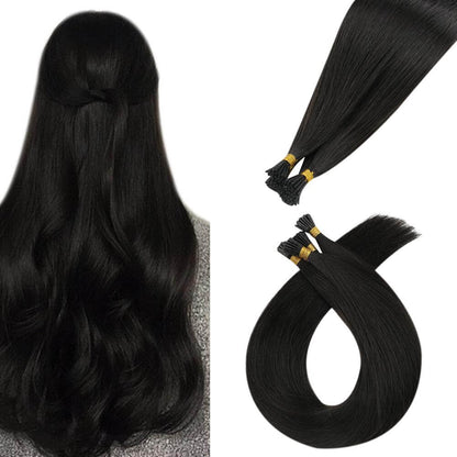 Virgin I Tip Stick Tip Human Straight Hair Extension Brazilian Natural Black(#1B)