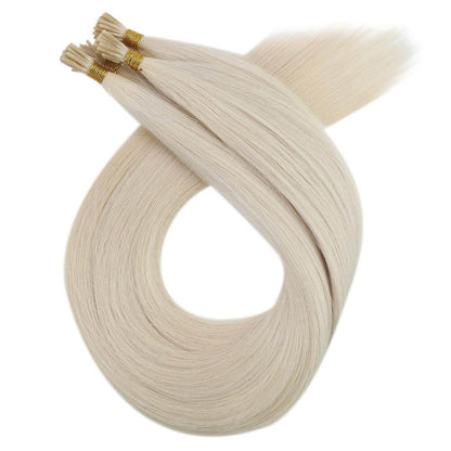 I Tip Straight Hair Extension Human Virgin Brazilian Real Kertain Tip Platinum Blonde(#60)