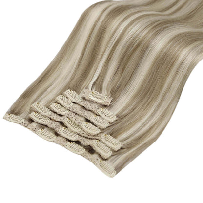 Clip in Extensions Real Human Straight Blonde Hair (#P9A/60)
