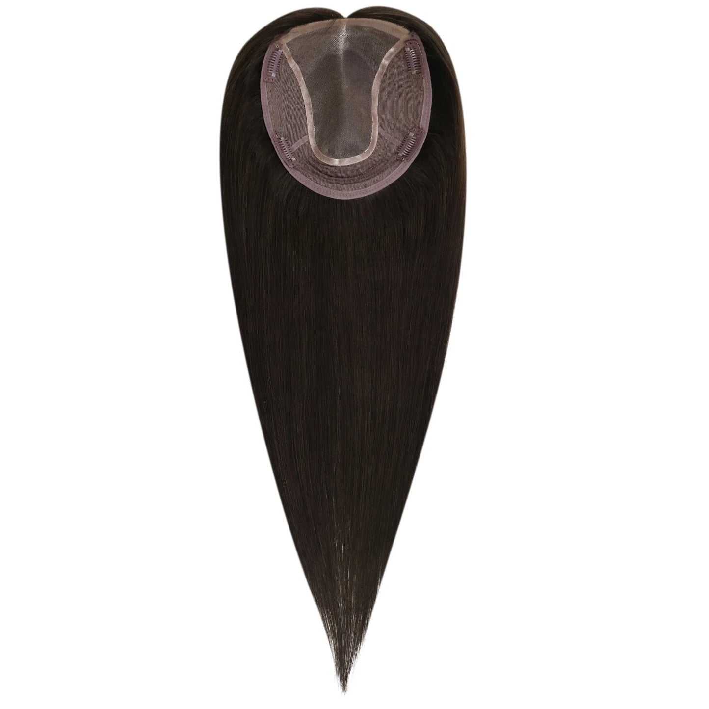 6*7inch Topper Hair Piece Virgin Human Hair Darkest Brown #2