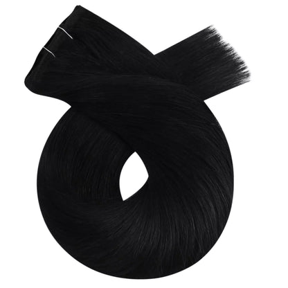 High Quality Clip In Virgin Human Hair Extension Jet Black #1