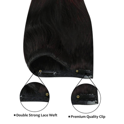 Remy Natural Clip in Full Head Human Hair Extensions Balayage Color(#1B/99J)