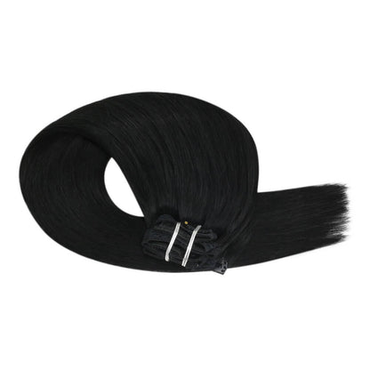 Brazilian Human Remy Clip In Double Weft Hair Extension Jet Black(#1)