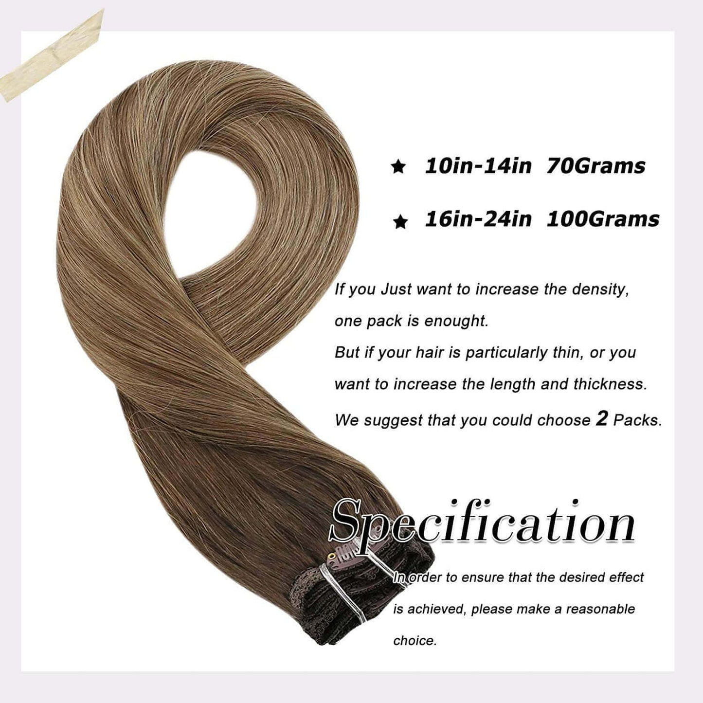 Remy Hair Clip In Real Human Hair Extensions Balayage Color (#4/10/16)
