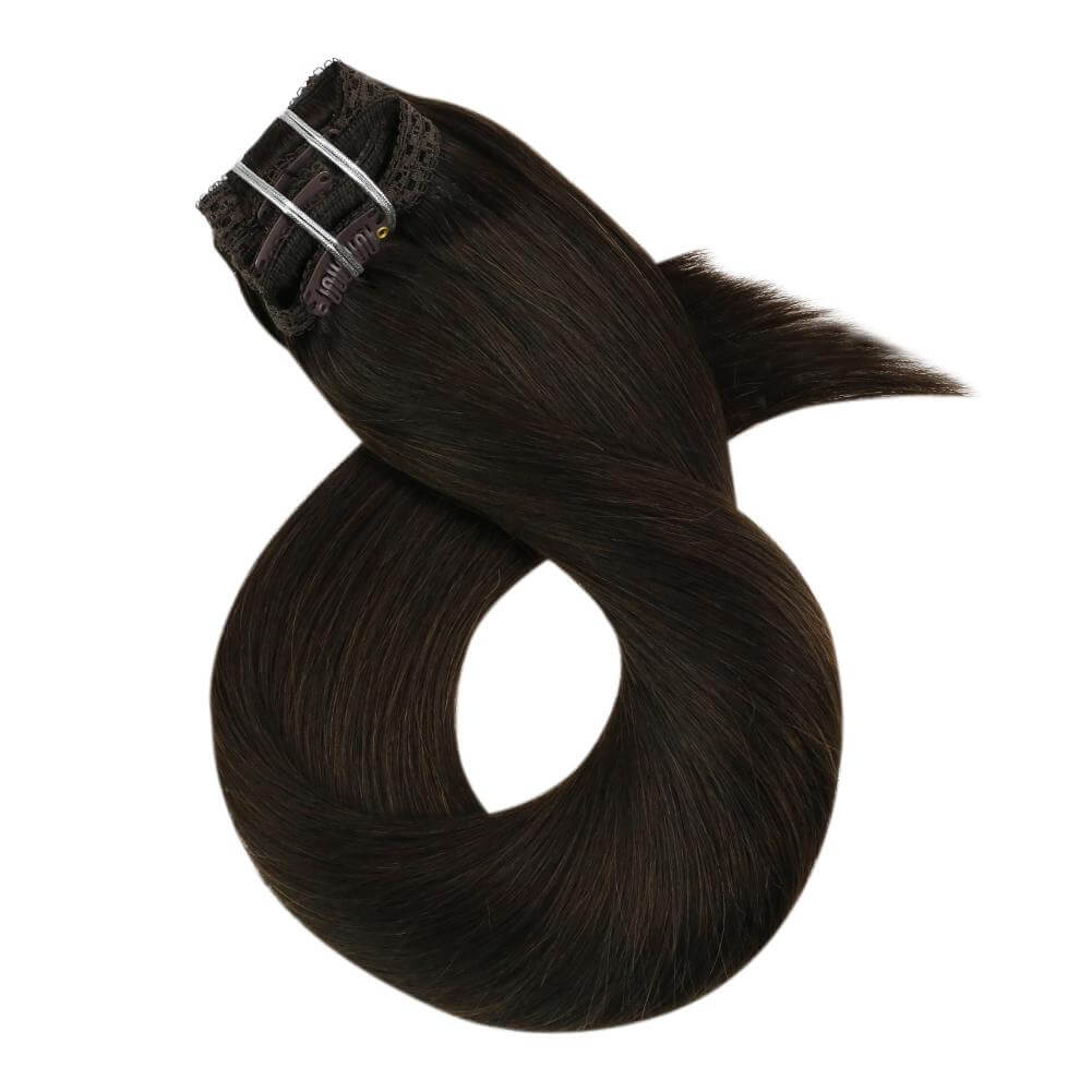 Remy Clip In Brazilian Human Hair Extensions Dark Brown(#2)