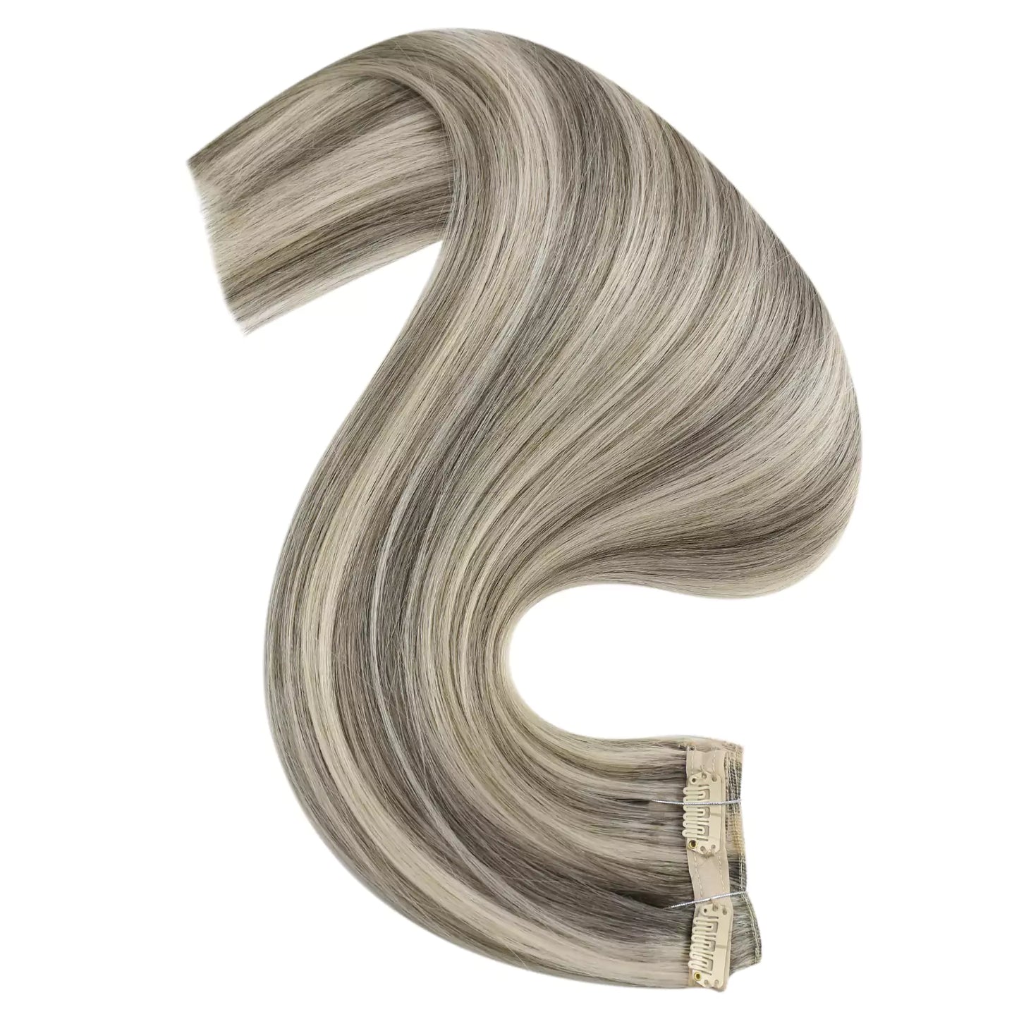 Straight Clip in 100% Virgin Human Hair Extensions Highlight Color #1CC/80/60