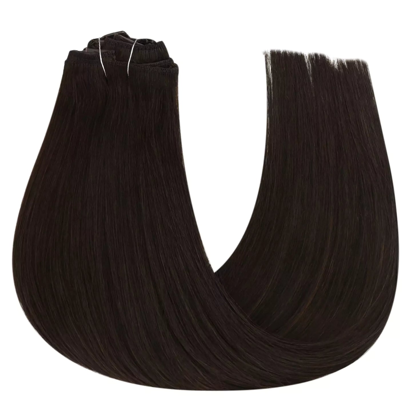 Invisible Clip in Virgin Hair Extensions Human Hair Darkest Brown #2