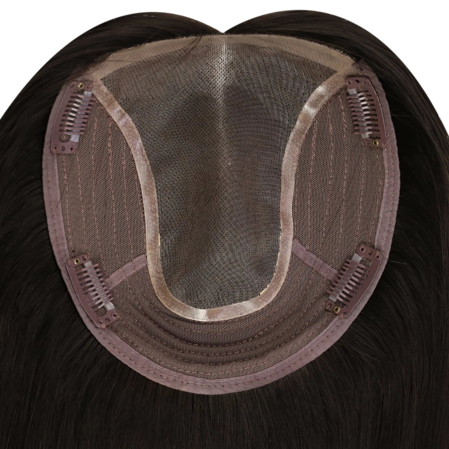 6*7inch Topper Hair Piece Virgin Human Hair Darkest Brown #2