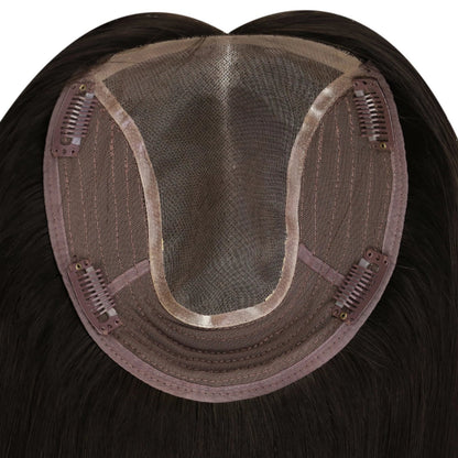 6*7inch Topper Hair Piece Virgin Human Hair Darkest Brown #2