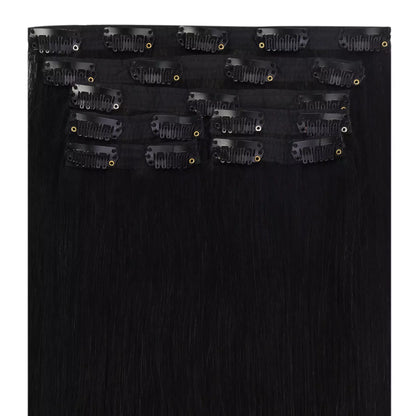 High Quality Clip In Virgin Human Hair Extension Jet Black #1