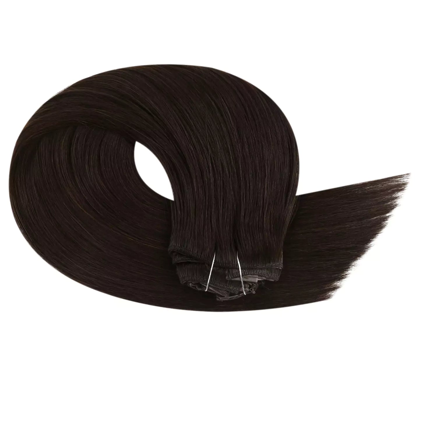Invisible Clip in Virgin Hair Extensions Human Hair Darkest Brown #2