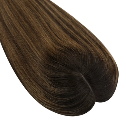 Women Hair Topper 6*7inch Large Base Hair Pieces Balayage Brown #2/8/2