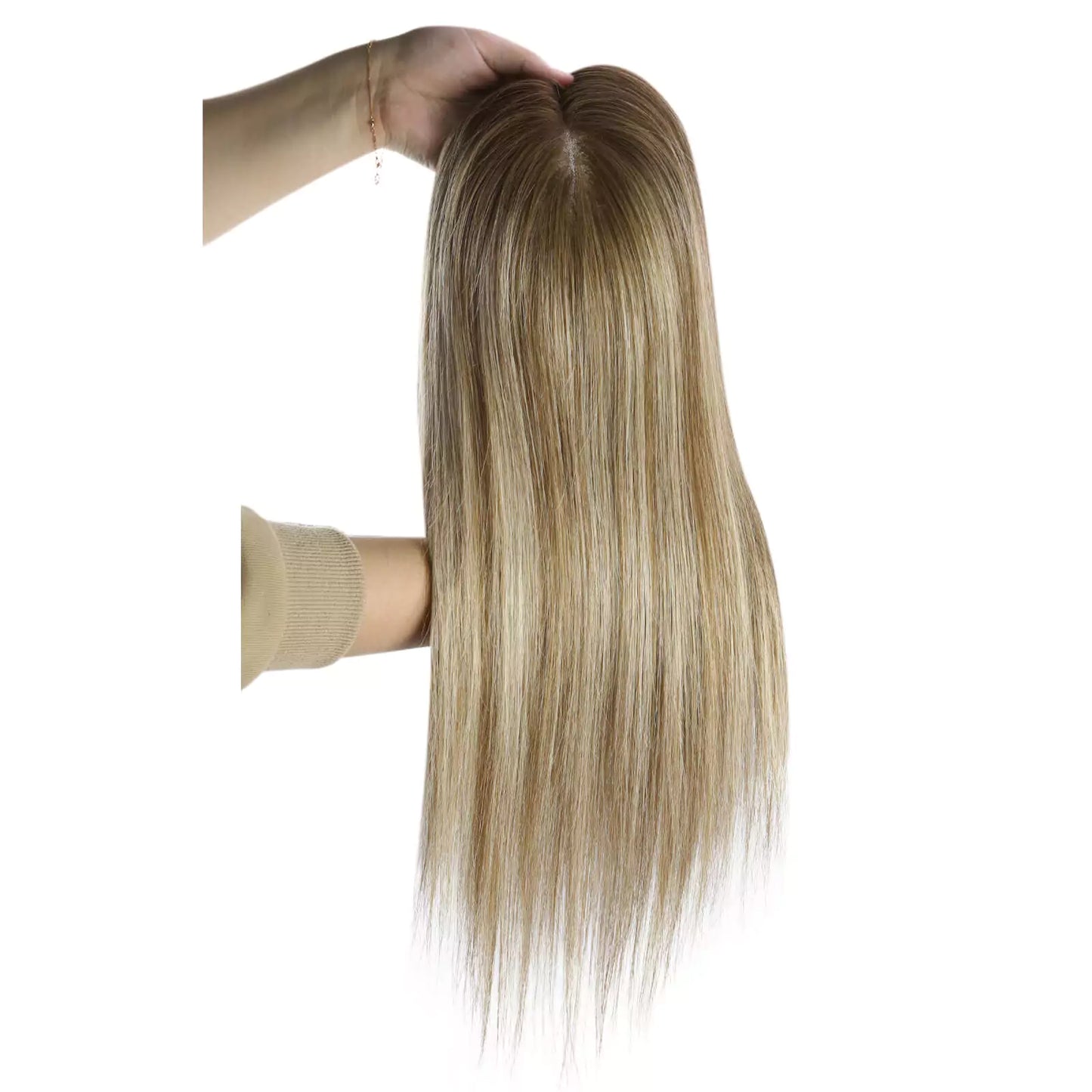 Virgin Hair Topper 6*7inch Base Size Hair Pieces Balayage Color #8C60