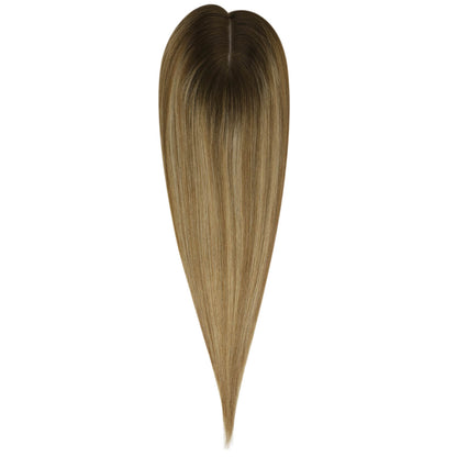 Hair Topper Virgin Hair Piece Topper Balayage Brown #3/8/22