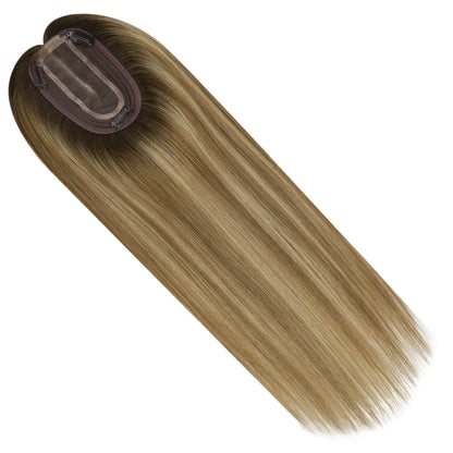 Hair Topper Virgin Hair Piece Topper Balayage Brown #3/8/22