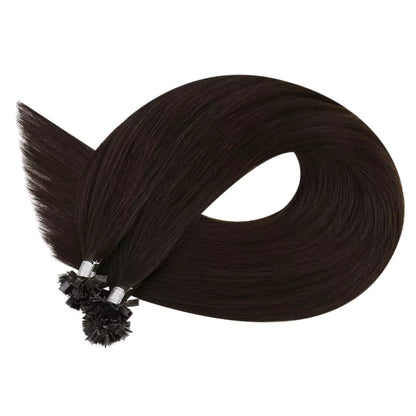 Virgin K Tip Professional Hair Extensions Darkest Brown #2