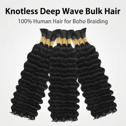 Bulk Hair For Braiding Deep Wave Human Hair