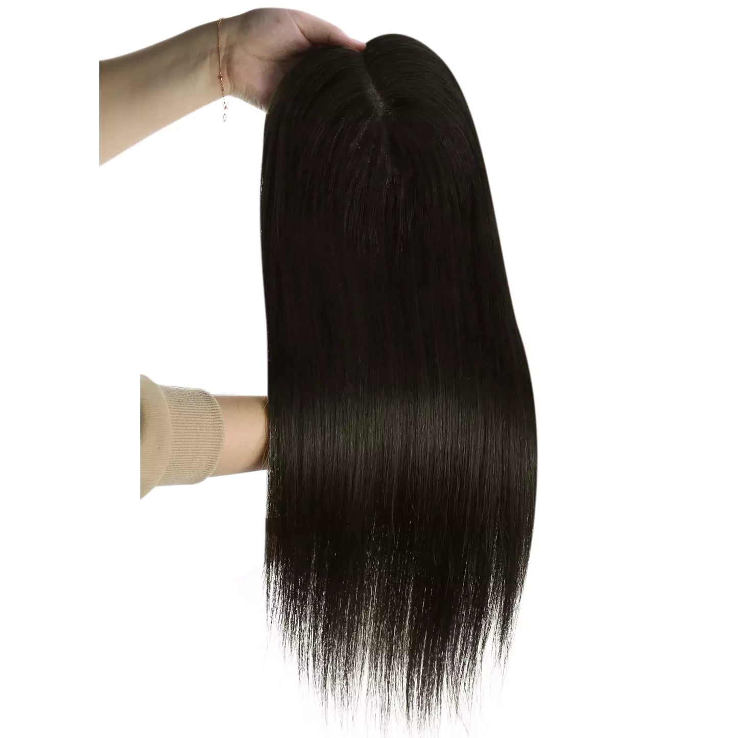 6*7inch Virgin Hair Topper Straight Hair Piece Natural Black #1B