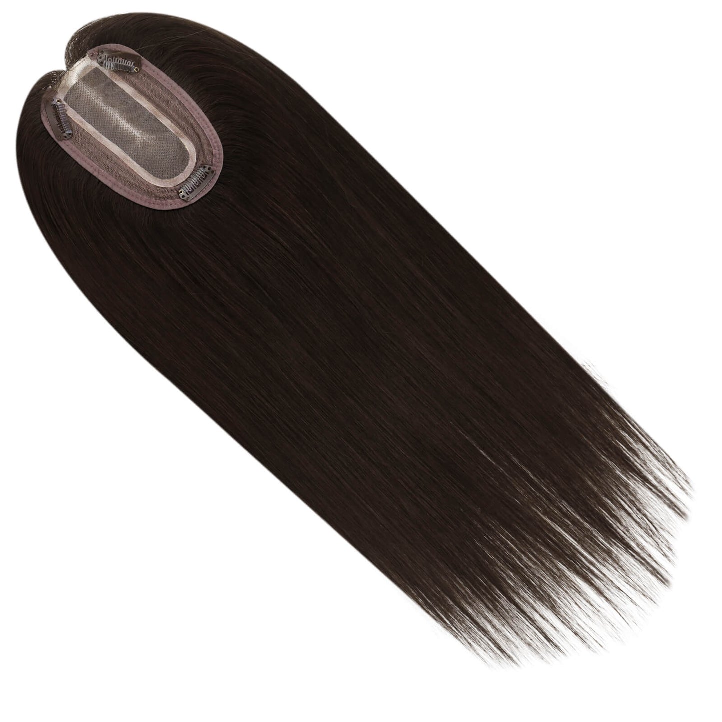 Mono Base Hair Topper Virgin Hair Pieces Darkest Brown #2