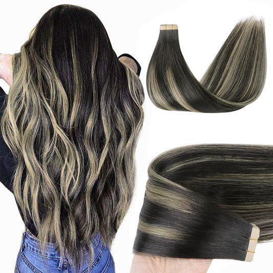 BLACK TO LIGHT BLONDE BALAYAGE (1B/16/1B) TAPE IN